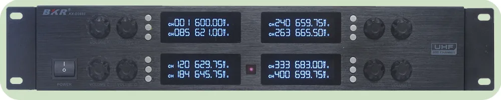 8-kanałowy odbiornik mikrofonów bezprzewodowych BKR KX-D3880, pasmo UHF, kompatybilny z mikrofonami BKR KX-D680