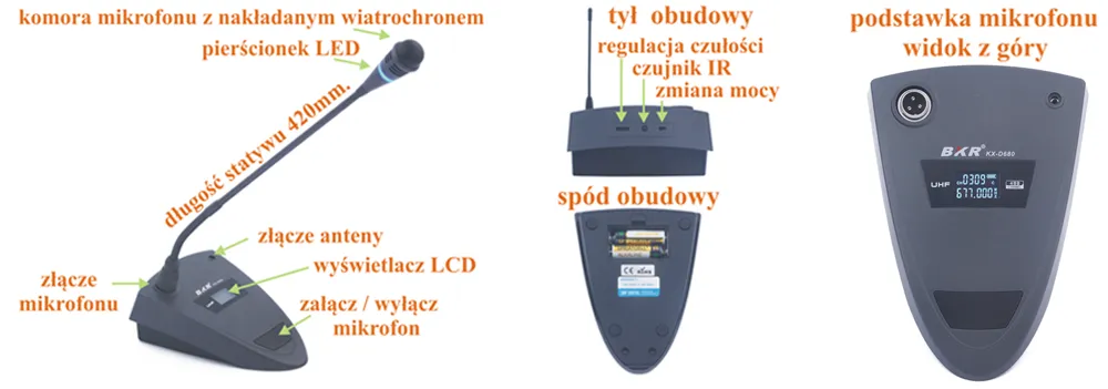 pulpitowy mikrofon bezprzewodowy BKR KX-D680
