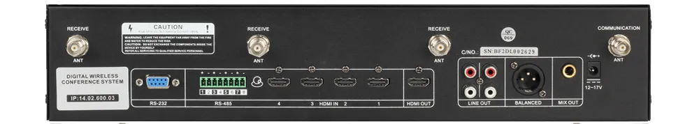 Płyta tylna odbiornika BKR WCS-20M/HDMI Płyta tylna, odbiornik mikrofonów bezprzewodowych BKR WCS-20M dla kamer HDMI