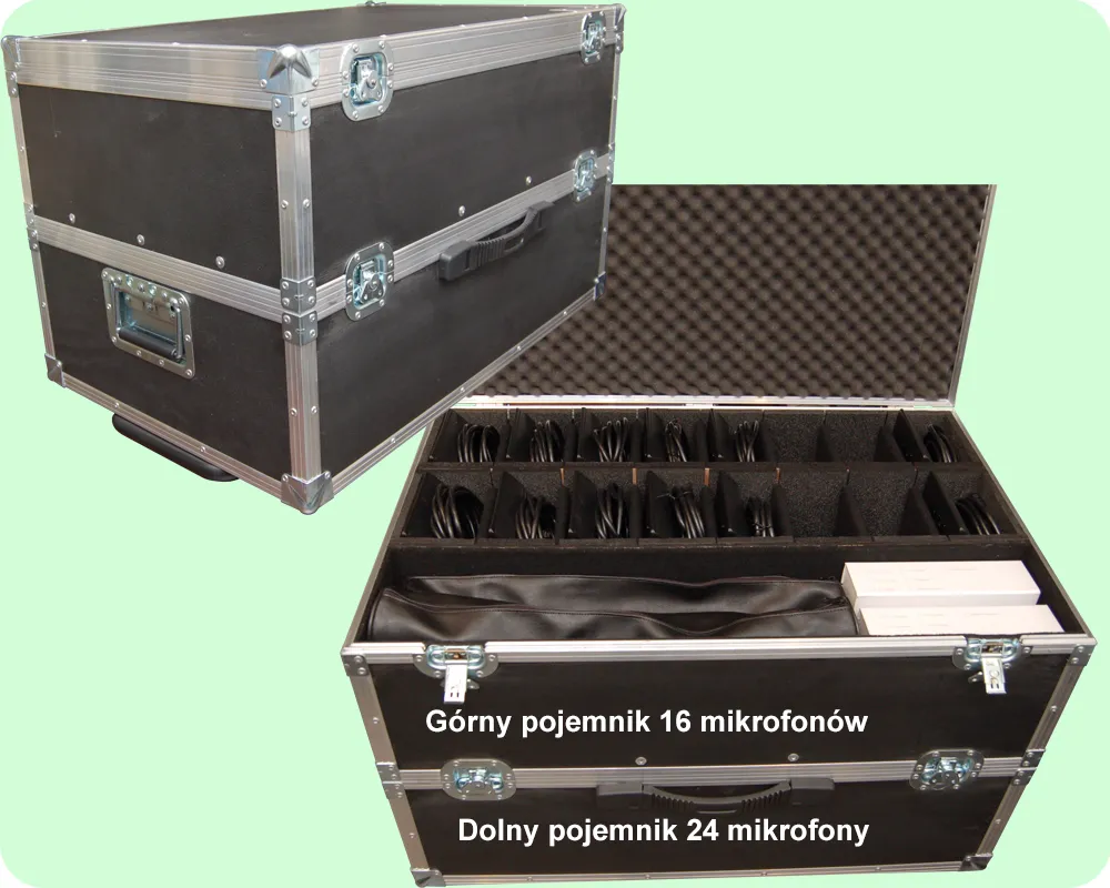Przykład kontenera dla 40 mikrofonów przewodowych