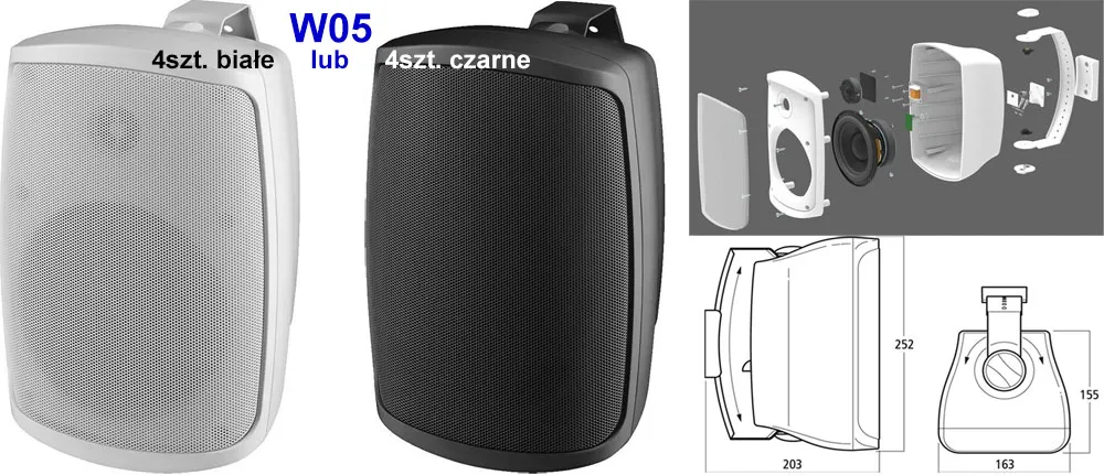 głośniki naścienne W5
