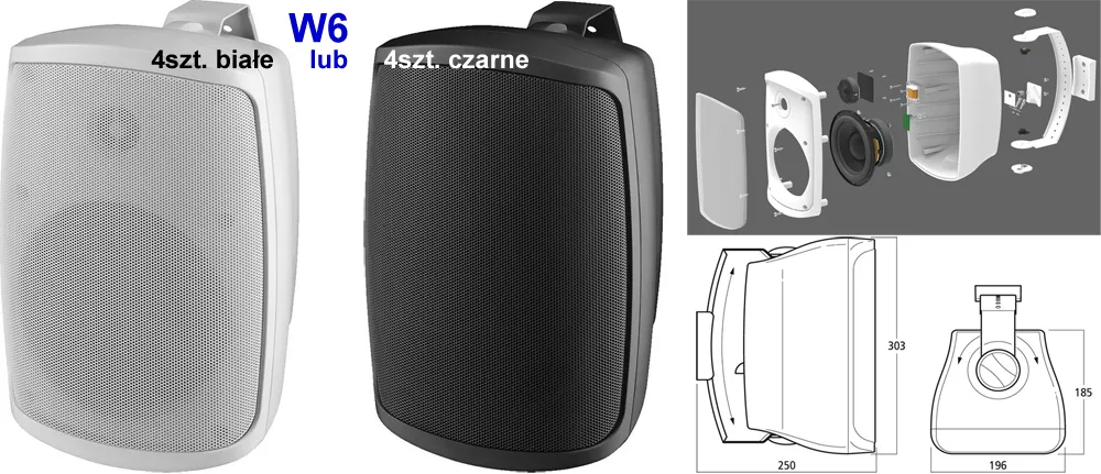 głośniki naścienne 100V W6