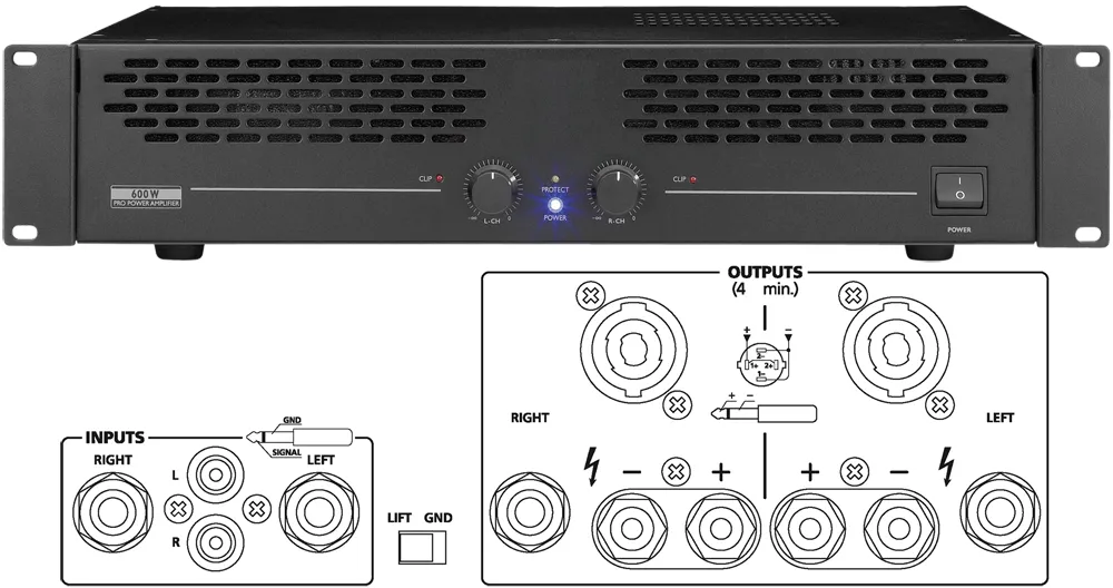 wzmacniacz konferencyjny KN400, przód i tył