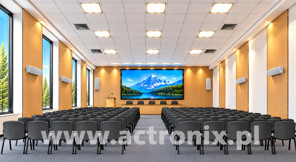 sala z nagłośnieniem konferencyjnym, naściennym multimedialnym