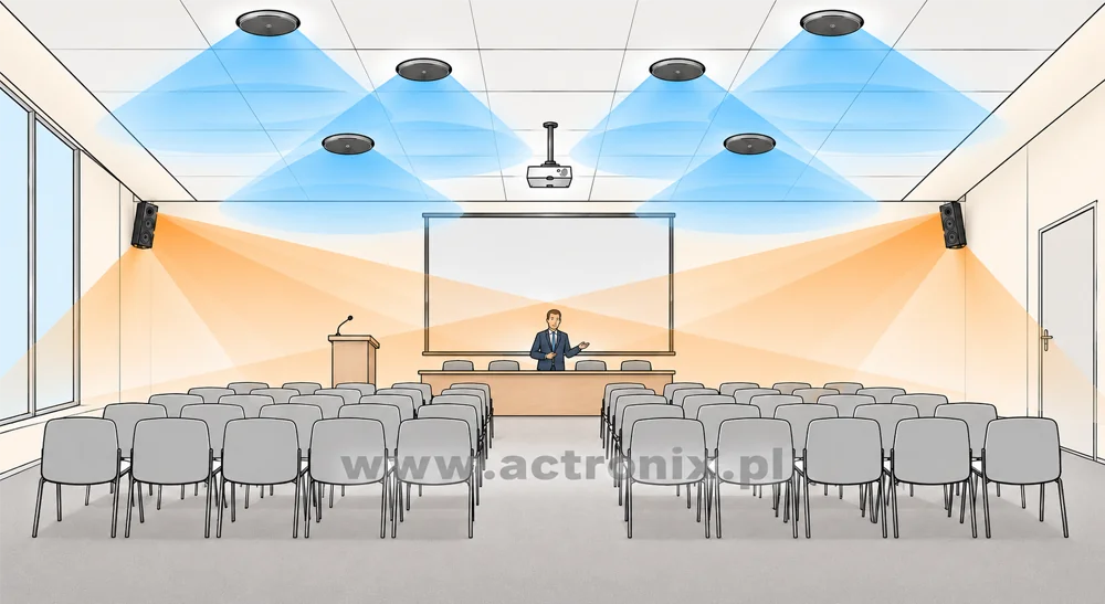 konferencyjne nagłośnienie sufitowe i multimedialne