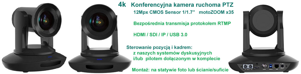 4k ultraHD kamera konferencyjna IP i streaming RTMP