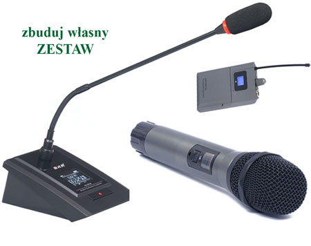 zestaw najprostszych konferencyjnych mikrofonów bezprzewodowych BKR KX-D3938