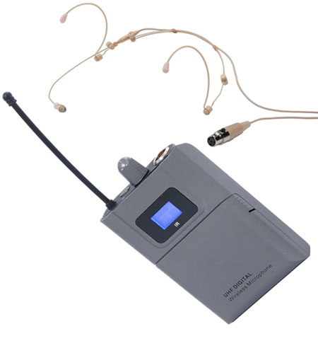 transmiter do paska BKR GSD02T z różnymi rodzajami mikrofonów